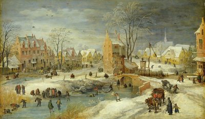 Aldeia no Inverno (óleo em carvalho) de Joos or Josse de Momper